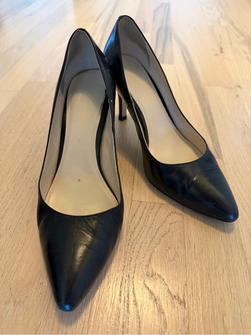 Cole Haan Black Pointed-Toe Leather Pumps